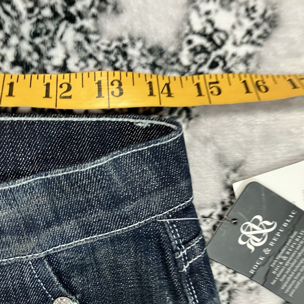 Rock & Republic Womens Sz 27 Dark Wash Flare Jeans Contrast Stitch Denim NWT - Picture 3 of 12